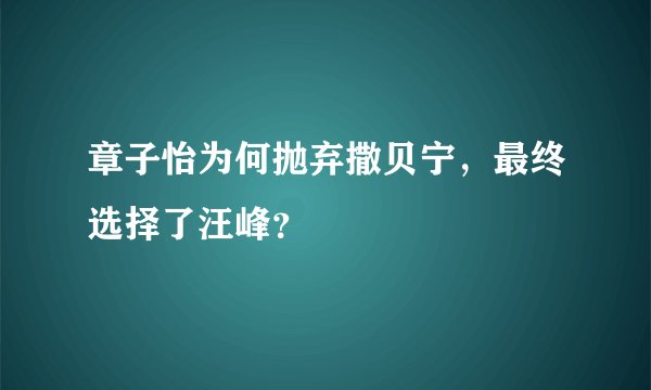 章子怡为何抛弃撒贝宁，最终选择了汪峰？