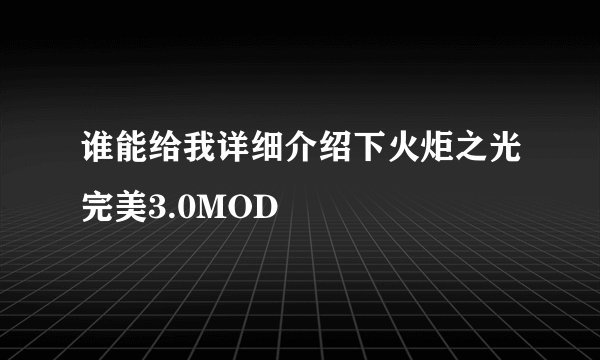 谁能给我详细介绍下火炬之光完美3.0MOD