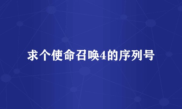 求个使命召唤4的序列号