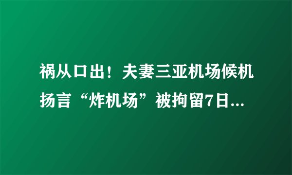 祸从口出！夫妻三亚机场候机扬言“炸机场”被拘留7日, 你怎么看？