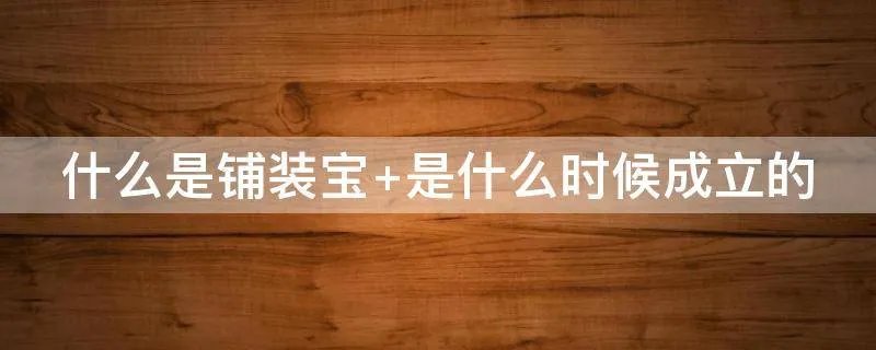 什么是铺装宝 是什么时候成立的