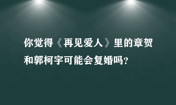 你觉得《再见爱人》里的章贺和郭柯宇可能会复婚吗？