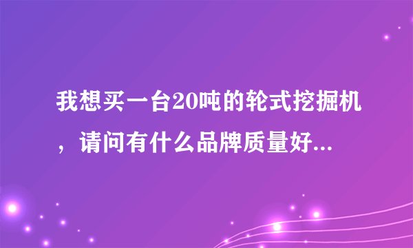 我想买一台20吨的轮式挖掘机，请问有什么品牌质量好，价格怎么样？