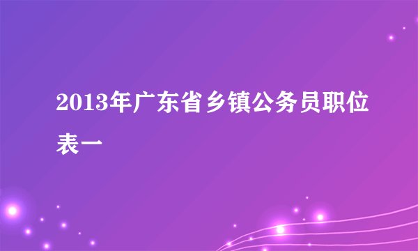 2013年广东省乡镇公务员职位表一