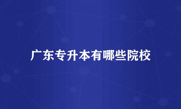 广东专升本有哪些院校