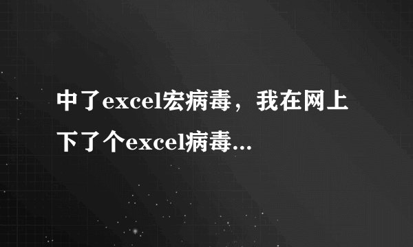 中了excel宏病毒，我在网上下了个excel病毒专杀，昨天用了还很好的，