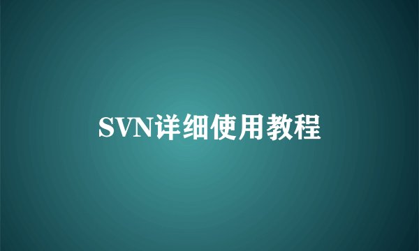 SVN详细使用教程