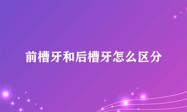 前槽牙和后槽牙怎么区分