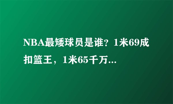 NBA最矮球员是谁？1米69成扣篮王，1米65千万合同，1米60不惧乔