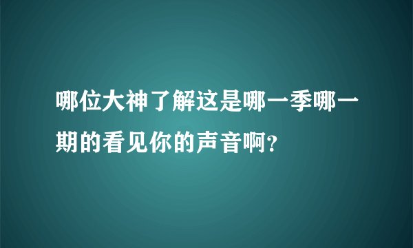 哪位大神了解这是哪一季哪一期的看见你的声音啊？