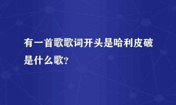 有一首歌歌词开头是哈利皮破是什么歌？