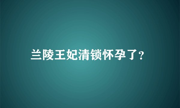 兰陵王妃清锁怀孕了？
