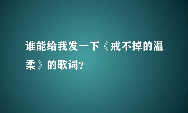 谁能给我发一下《戒不掉的温柔》的歌词？