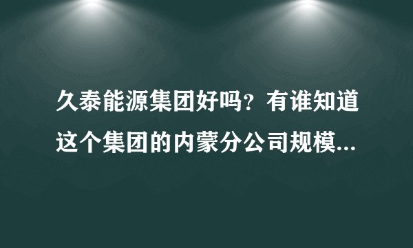 久泰能源集团好吗？有谁知道这个集团的内蒙分公司规模怎么样？谢谢