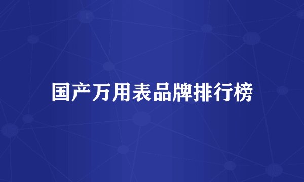 国产万用表品牌排行榜