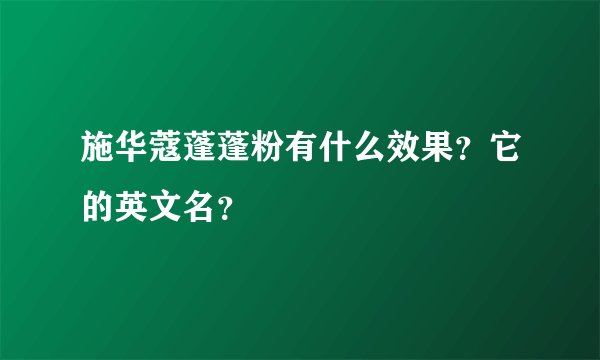 施华蔻蓬蓬粉有什么效果？它的英文名？