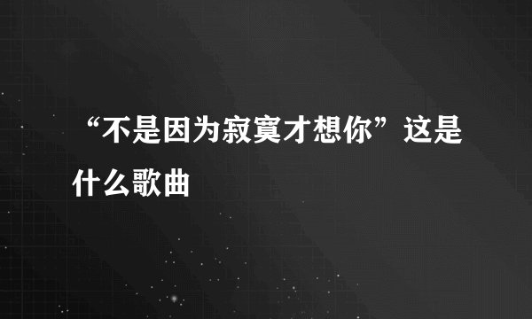 “不是因为寂寞才想你”这是什么歌曲