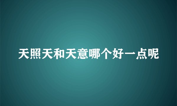 天照天和天意哪个好一点呢