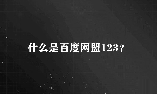 什么是百度网盟123？