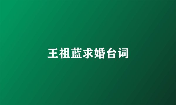 王祖蓝求婚台词