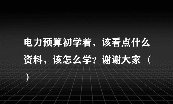 电力预算初学着，该看点什么资料，该怎么学？谢谢大家 （）
