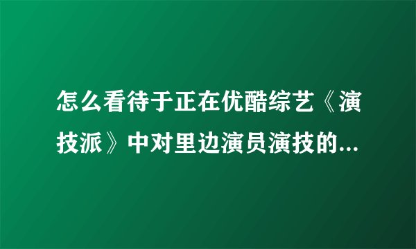 怎么看待于正在优酷综艺《演技派》中对里边演员演技的评价，你怎么看？