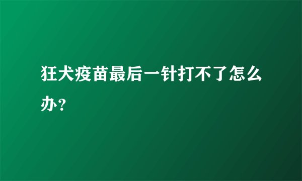 狂犬疫苗最后一针打不了怎么办？