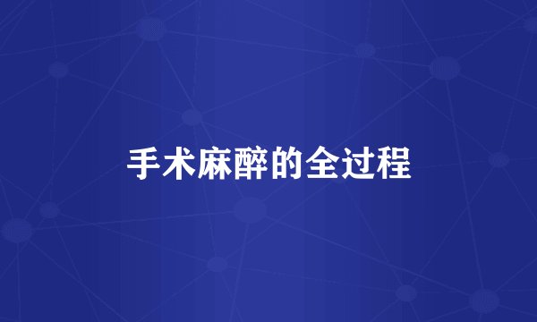 手术麻醉的全过程