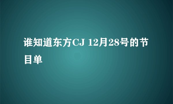 谁知道东方CJ 12月28号的节目单