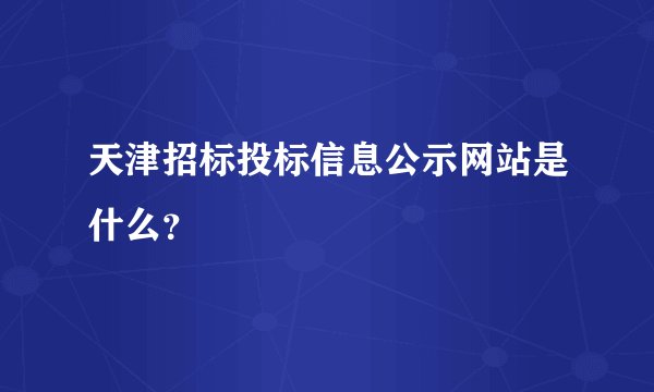 天津招标投标信息公示网站是什么？