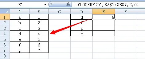 vlookup函数的操作实例