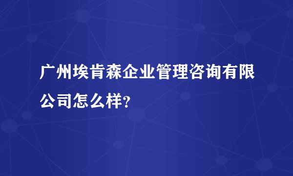 广州埃肯森企业管理咨询有限公司怎么样？