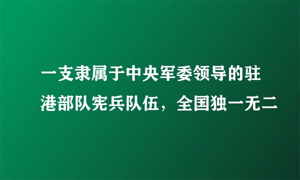一支隶属于中央军委领导的驻港部队宪兵队伍，全国独一无二
