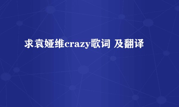 求袁娅维crazy歌词 及翻译