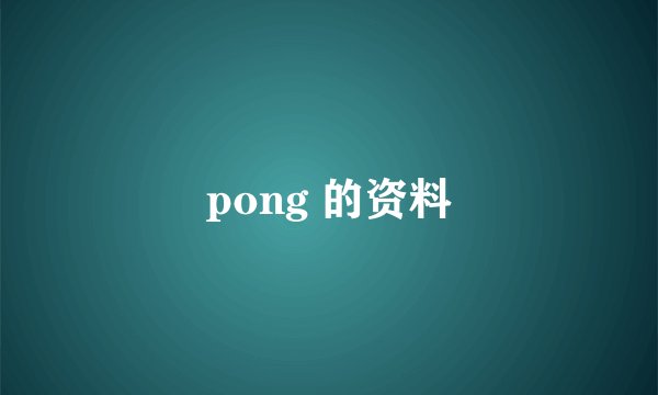 pong 的资料