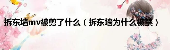 拆东墙mv被剪了什么（拆东墙为什么被禁）