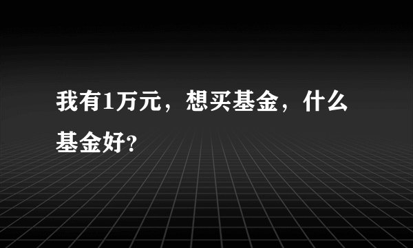我有1万元，想买基金，什么基金好？