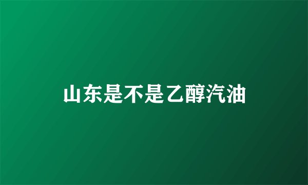 山东是不是乙醇汽油