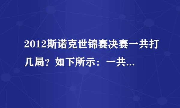2012斯诺克世锦赛决赛一共打几局？如下所示：一共五场？是这个意思吗？