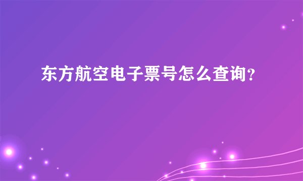 东方航空电子票号怎么查询？