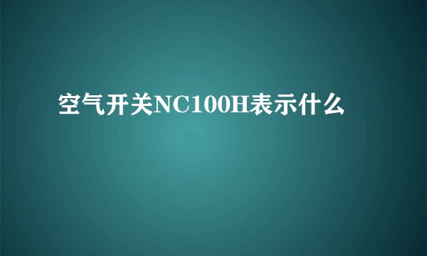 空气开关NC100H表示什么