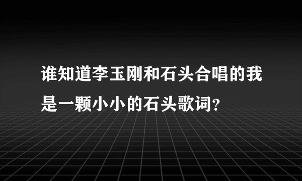 谁知道李玉刚和石头合唱的我是一颗小小的石头歌词？