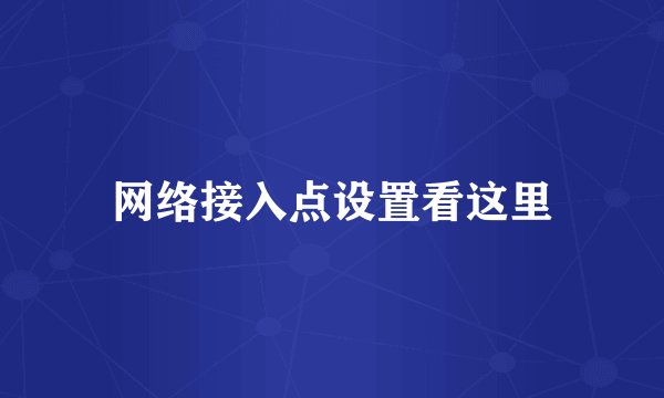 网络接入点设置看这里