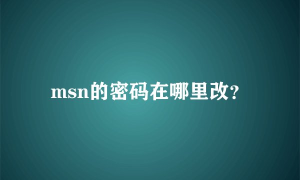 msn的密码在哪里改？