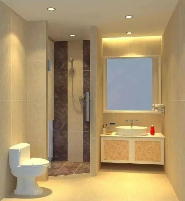 卫生间里可以做个半墙隔断，这样干湿分离好也好看！