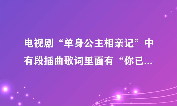 电视剧“单身公主相亲记”中有段插曲歌词里面有“你已经有了她的好”的这句。是个女的唱的 不是橘色气球这
