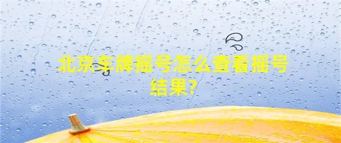 北京车牌摇号怎么查看摇号结果?