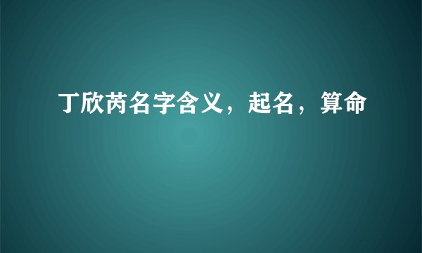 丁欣芮名字含义，起名，算命