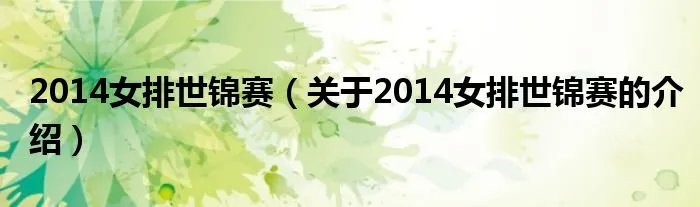 2014女排世锦赛（关于2014女排世锦赛的介绍）