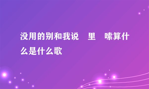 没用的别和我说啰里啰嗦算什么是什么歌